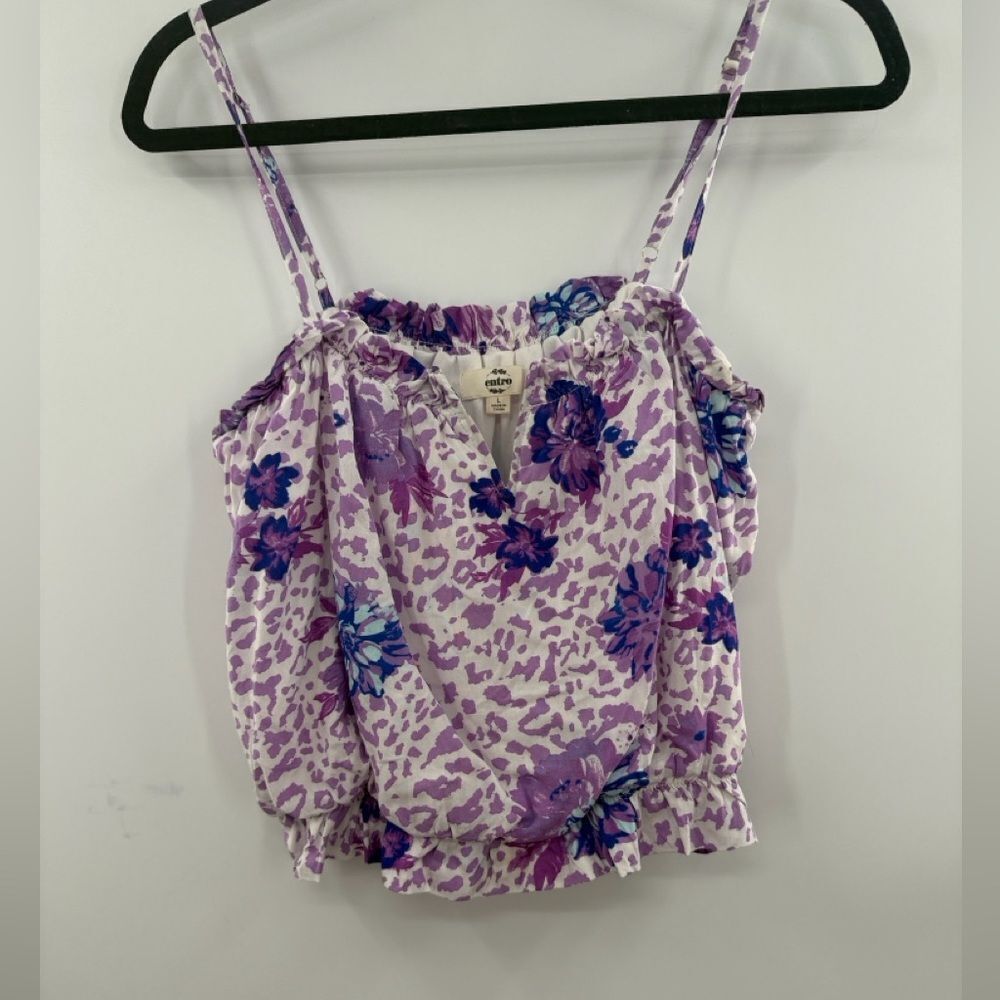 3For$20 Entro Purple and Blue Floral Camisole NWOT size: Large